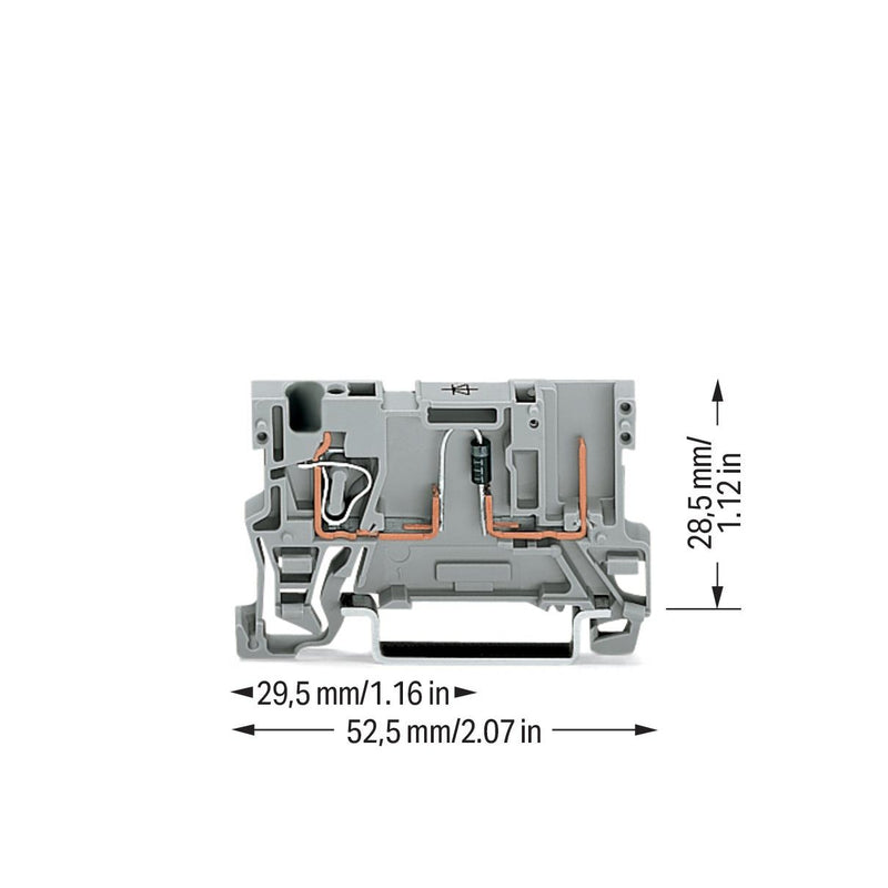 WAGO - Bauelement-Reihenklemme 1-Leiter/1PinBauelementkl. 769-238/281-411 Anode rechts,grau − 100 Stück