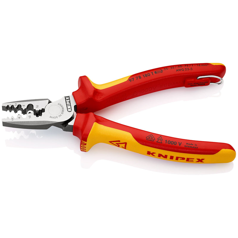 Knipex - Presswerkzeug Kabelschuhe/Verbinder, Aderendhülsen, Schirmanschluss Crimpzange 97 78 180 T BK