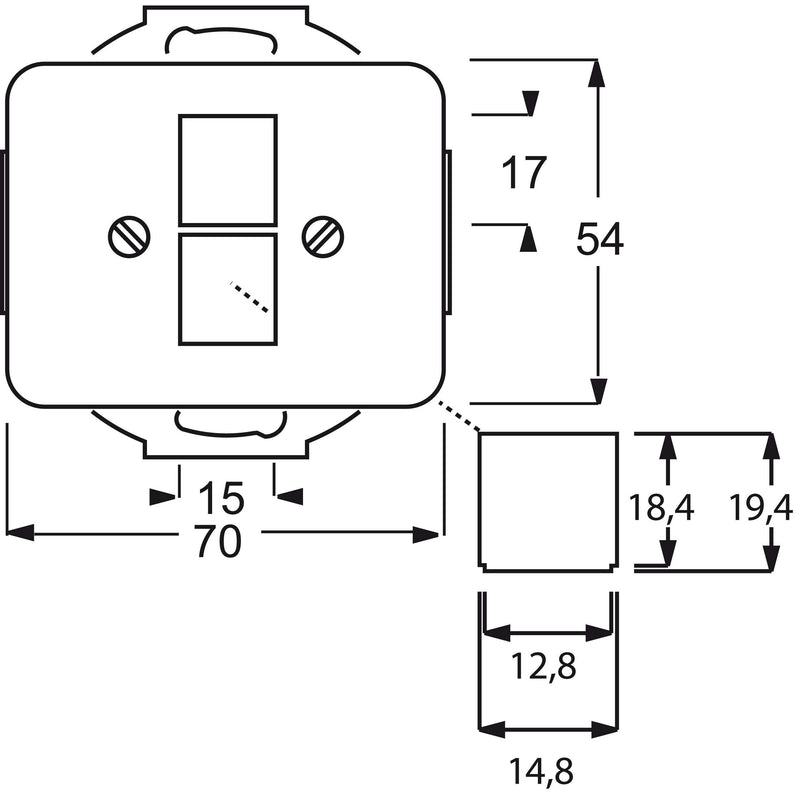 Busch-Jaeger - Einsatz/Abdeckung für Kommunikationstechnik Zentralscheibe ti 2561-02-266 für 2 Modular Jack