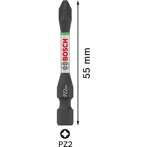 Bosch - Bit-Set PRO Pozidriv Impact Bit, 2608522546VE(15) PZ2, 55 mm, 15-tlg. − 10 Packung