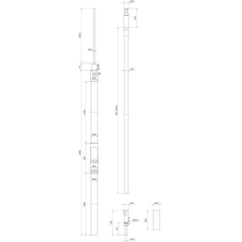 DEHN - Fangeinrichtung für Blitzschutz HVI light plus m.Stützrohr HVI LI PL L6M#819675 D40mm, L3400mm