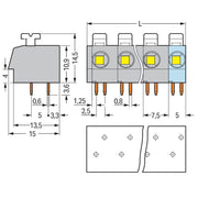 WAGO - Leiterplattenklemme 804-304 Drücker,2,5 mm²,grau − 40 Stück