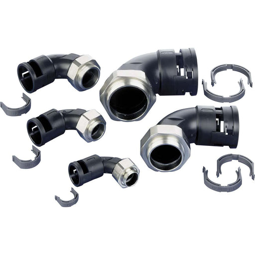 ABB Stotz-Kontakt - Kunststoff-Wellschlauch-Verschraubung FIX-Anschlußarmatur NSBV-M207-10 90 Grad, drehbar