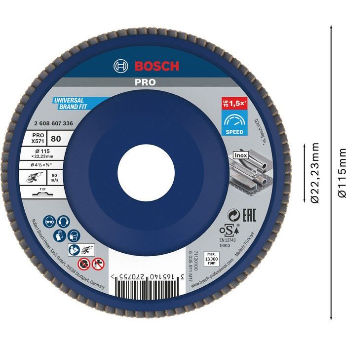 Bosch - Trenn-/Schleifscheibe PRO X571 2608607336 Fächerschleifscheibe