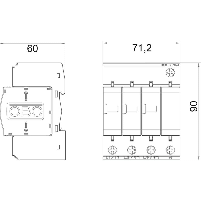 OBO Bettermann - Überspannungsableiter für Energietechnik/Stromversorgung Überspannungsableiter V20-C 3+NPE-280 Surge Controller