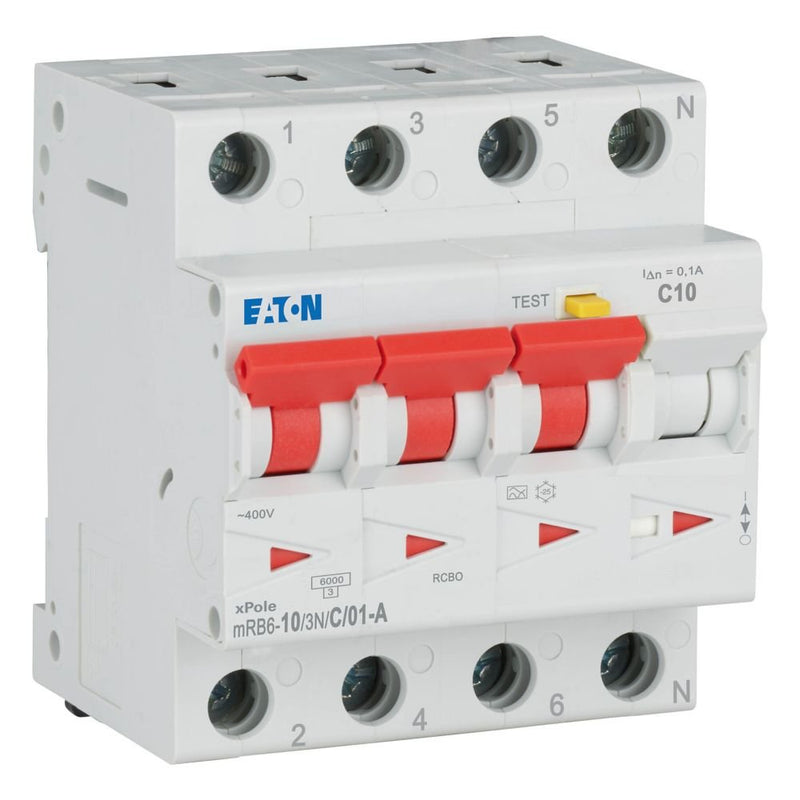 Eaton - Kombination FI-Schalter/Leitungsschutzschalter FI/LS Kombination mRB6-10/3N/C/01-A 10A 100mA
