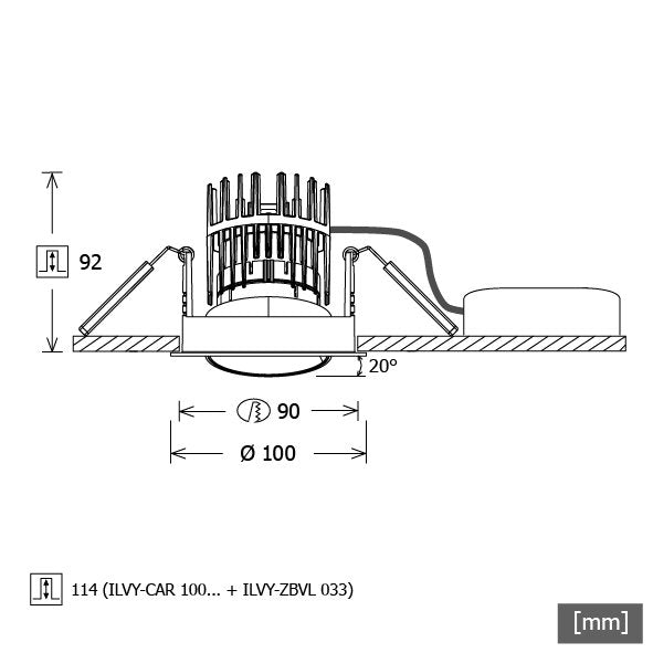 LTS Licht&Leuchten - Downlight/Strahler/Flutlicht LED-Einbaustrahler ILVY-CAR100 #658370 940, DALI, ws