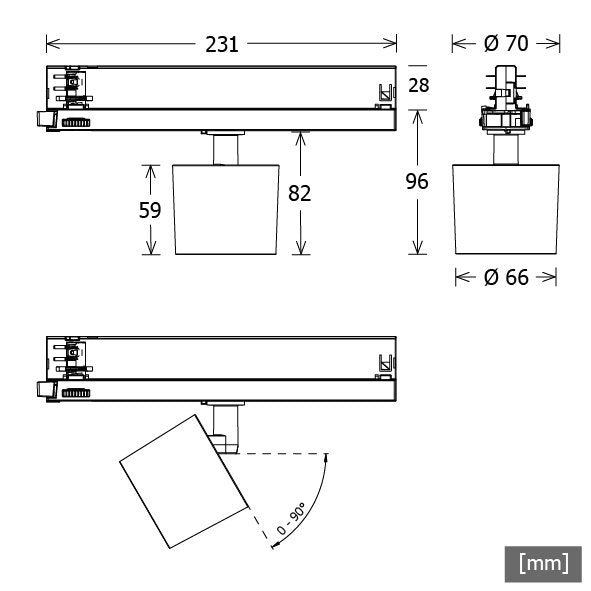 LTS Licht&Leuchten - Downlight/Strahler/Flutlicht LED-Stromschienenstrahler ORYOT101.940.45CASsw 940, DALI, sw