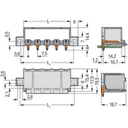 WAGO - Leiterplattensteckverbinder THR-Stiftleiste Lötstift 2092-3424/205-000 1,4mm,abgew.,lgr − 100 Stück