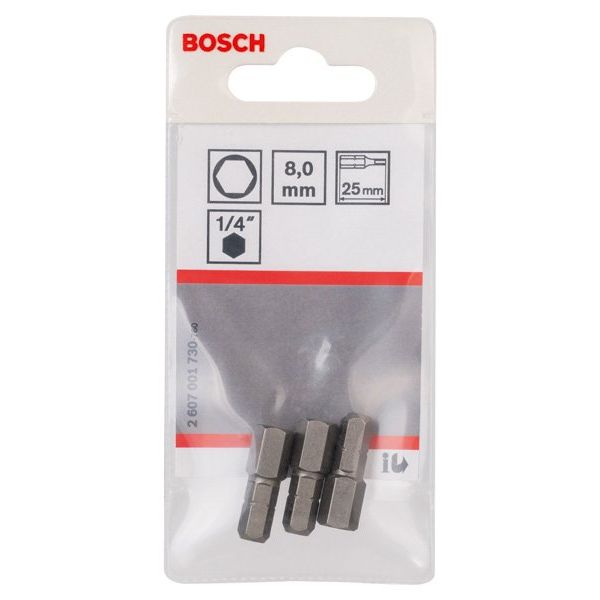 Bosch - Bit Schrauberbit Extra-Hart 2607001730 HEX 8 25 mm 3er-Pack