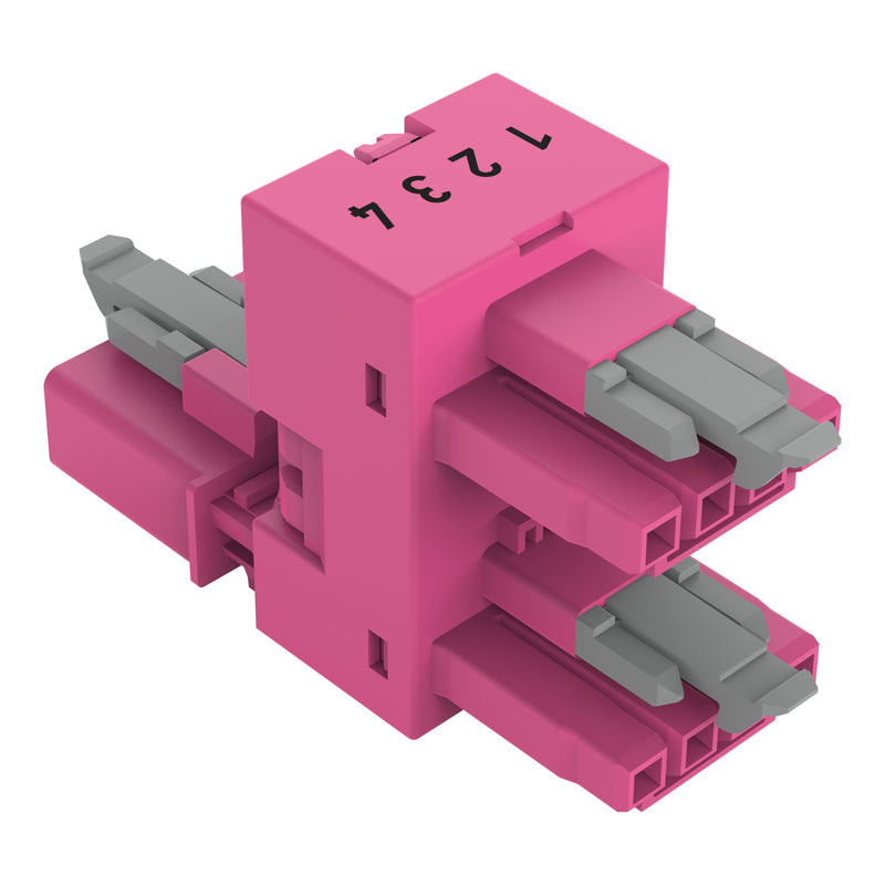 WAGO - Kompaktverteiler für steckbare Gebäudeinstallation h-Verteiler 4-polig 890-1783 Kod. B,pink − 50 Stück