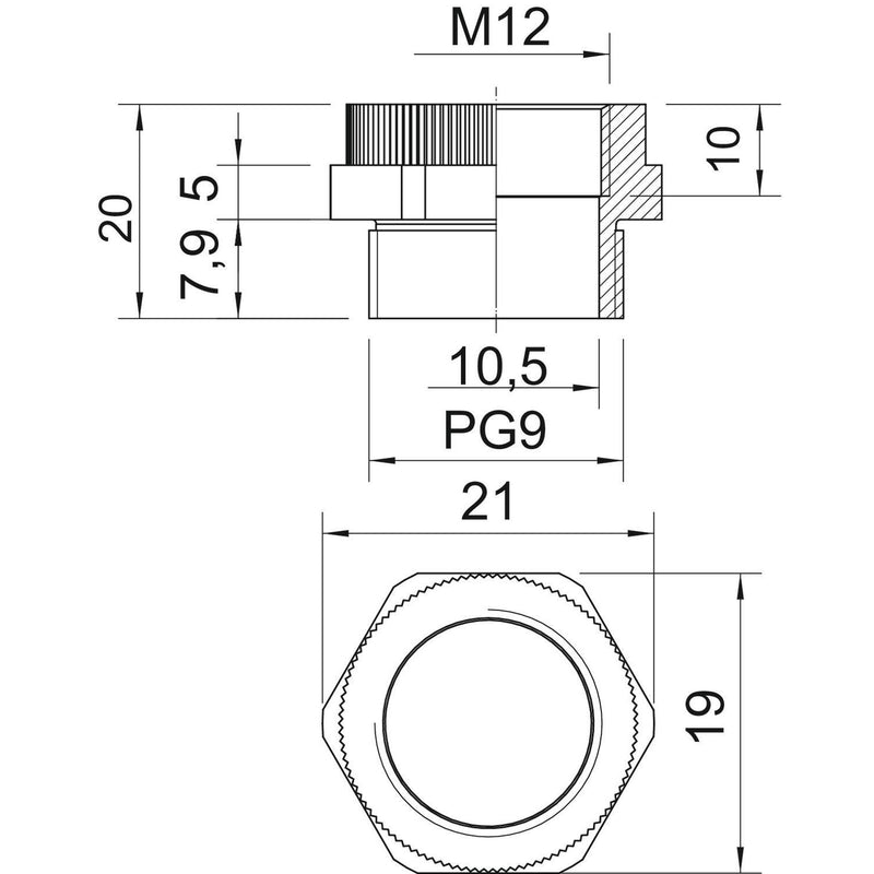 OBO Bettermann - Erweiterungs-/Reduzierring Adapter PG - M 107 ADA PG9-M12 lichtgrau, PG9-M12 − 20 Stück