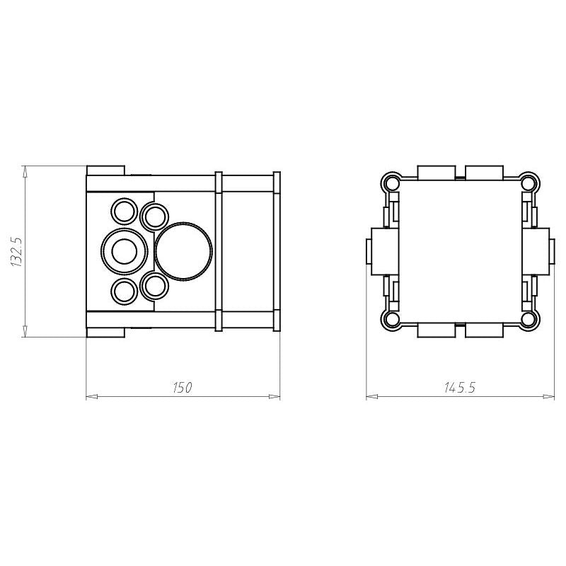 Kaiser - Dose, Gehäuse für Montage in der Wand/Decke UP-Abzweigdose 9907.21 115x115x150mm − 5 Stück
