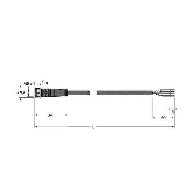 Turck - Konfektioniertes Sensor-Aktor-Kabel Aktuator- u. Sensorleitung PKG4M-0,3/TXL PUR − 1 Stück