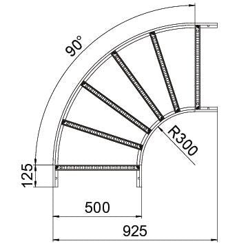 OBO Bettermann - Bogen für Kabelleiter Bogen LB 90 650 R3 FS 90 Grad