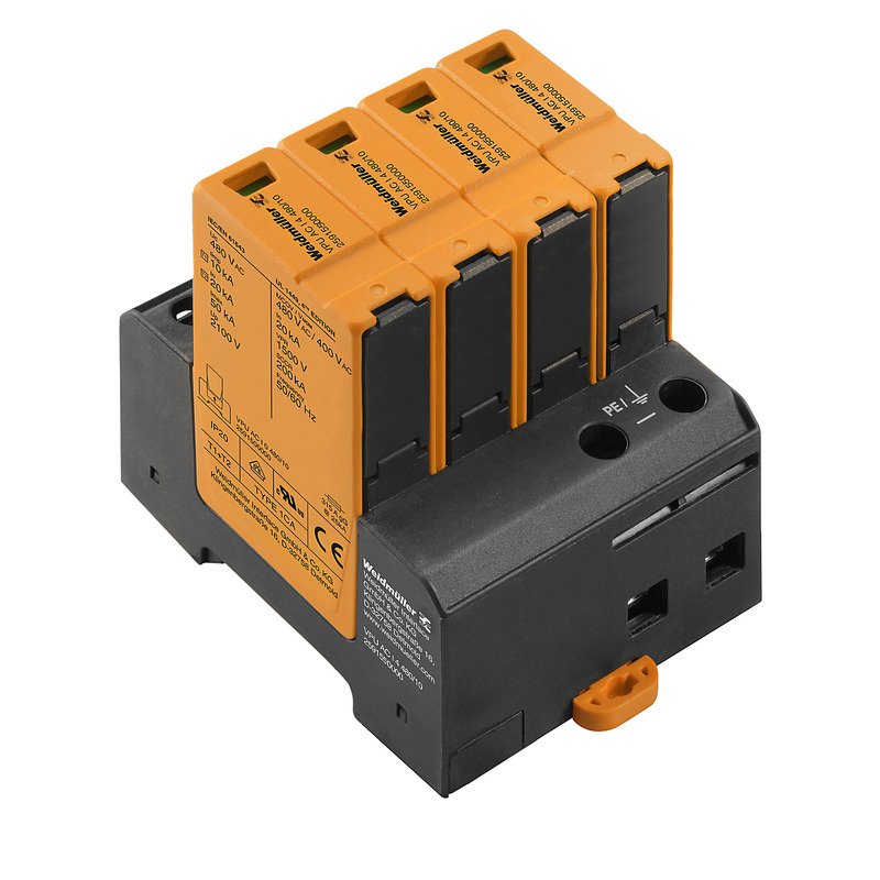 Weidmüller - Überspannungsableiter für Energietechnik/Stromversorgung Überspannungsschutz VPU AC I 4 480/10 AC, 400 V