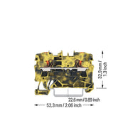 WAGO - Durchgangs-Reihenklemme 2-Leiter-Durchgangsklemme 2204-1201/000-053 Drücker,4mm²,dgr-ge − 50 Stück
