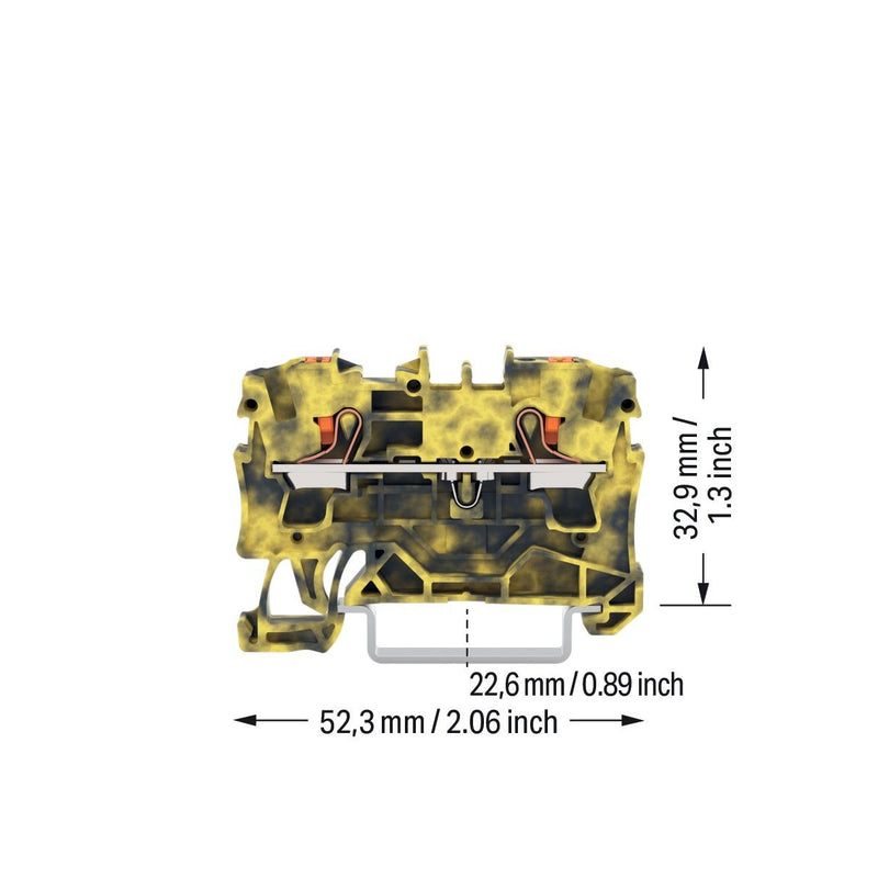 WAGO - Durchgangs-Reihenklemme 2-Leiter-Durchgangsklemme 2204-1201/000-053 Drücker,4mm²,dgr-ge − 50 Stück