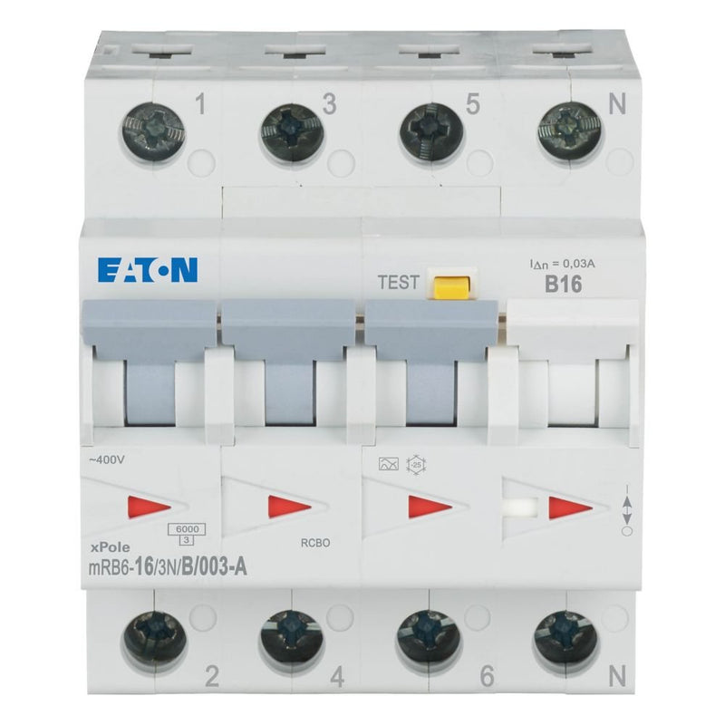 Eaton - Kombination FI-Schalter/Leitungsschutzschalter FI/LS Kombination mRB6-16/3N/B/003-A 16A 30mA