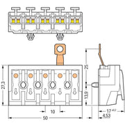 WAGO - Ein- und mehrpolige Klemmenleiste Leuchtenanschlussklemme 294-5475 PE-Schraubkontakt,ws − 250 Stück