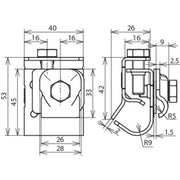 DEHN - Anschlussklemme für Blitzschutz Zweimet.-Dachrinnenklemme ZMDRKKB610 #339167 Cu-St/tZn f.Rd6-10