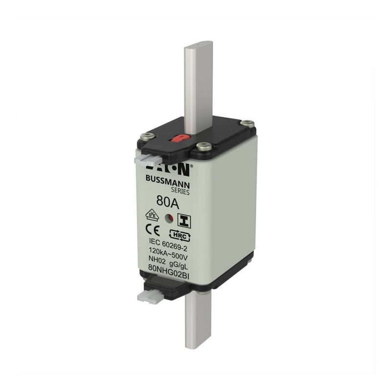 Eaton - Messersicherung Sicherungseinsatz Nieders. NH-SICHERU#80NHG02BI 80A AC 500V 120kA − 3 Stück