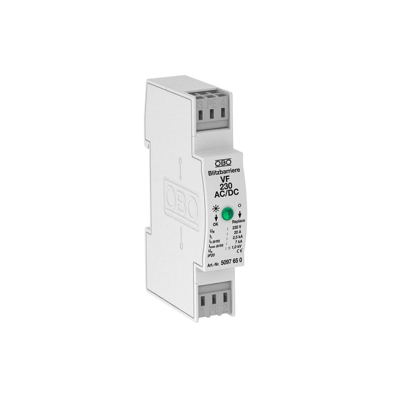 OBO Bettermann - Geräteüberspannungsschutz für Energietechnik/Stromversorgung Blitzbarriere VF230-AC/DC 230V AC
