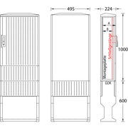 uesa - Gehäuse/Schaltschrank (leer) Flachschrank A070-M-1000 1000x495x224mm