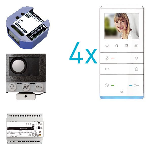 TCS Tür Control - Türsprech-Set video:pack Einbau PVIF040/001 für 4 Wohneinheit