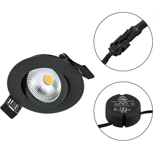 EVN Lichttechnik - Downlight/Strahler/Flutlicht LED Einbauleuchte 230V S060902 830, dim., sw