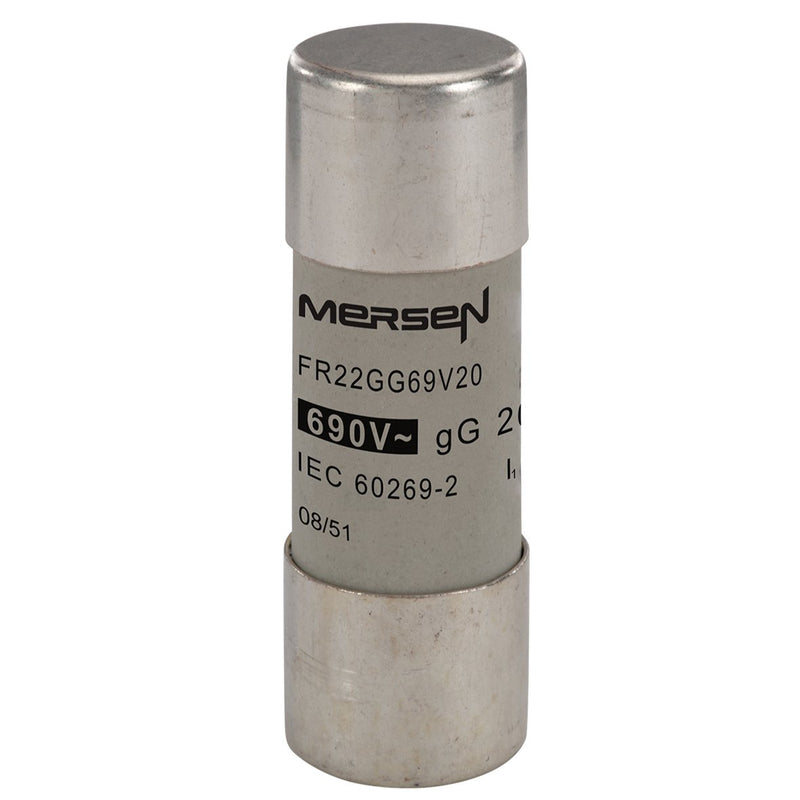 Mersen - Zylindrische Sicherung Sicherungseinsatz zylindr. FR22GG69V20 gG 22x58 20A − 10 Stück