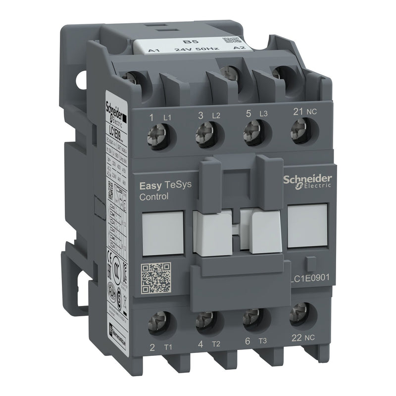 Schneider Electric - Leistungsschütz zum Schalten von Wechselstrom Leistungsschütz Easy TeSys LC1E0901B5 3P 9A 24VAC 50Hz