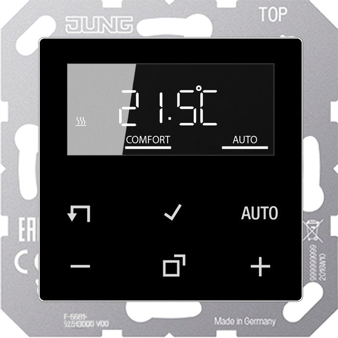 Jung - Raumthermostat/Uhrenthermostat Raumtemperaturregler TR D A 1790 SW mit Display Standard