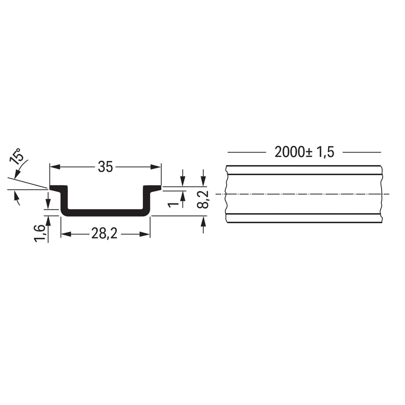 WAGO - Tragschiene Alu-Tragschiene 2m lang 210-196 35x7,5mm, 1,5mm dick − 10 Stück