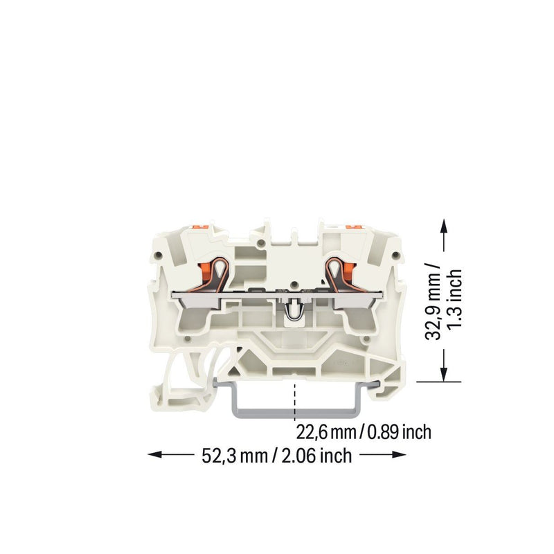 WAGO - Durchgangs-Reihenklemme 2L-Durchgangsklemme 2204-1209 4 qmm, lichtgr − 50 Stück