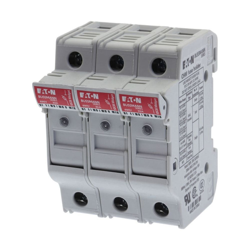 Eaton - Halter für zylindrische Sicherung Sicherungshalter Niedersp. 3P 10X38MF#CHM3DIU 32A AC 690V 3polig − 4 Stück