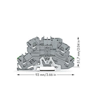 WAGO - Schutzleiter-Reihenklemme Doppelstockklemme 2002-2657 grau − 50 Stück