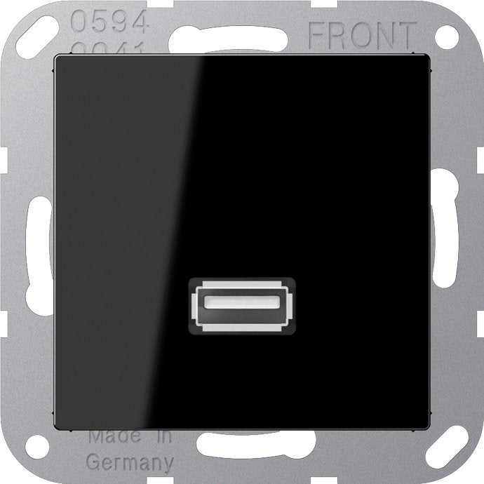 Jung - Multifunktions-Anschlussdose Multimedia-Anschluss sw MA A 1122 SW USB m.Tragring