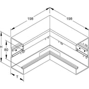 HKL - Inneneck für Geräteeinbaukanal Inneneck lgr BI1308.8 Brüstungskanalsystem − 2 Stück