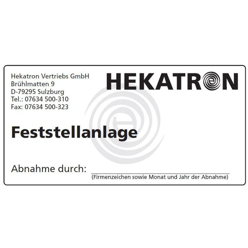 Hekatron Vertriebs - Warn-/Hinweisschild Abnahmeschild FSA 3740888