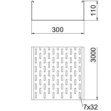 OBO Bettermann - Kabelrinne SKS 130 FS 110x300mm − 3 Meter