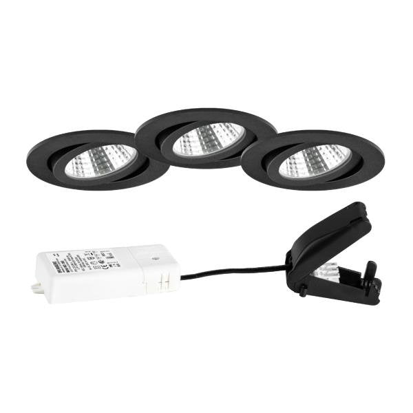 Brumberg Leuchten - Downlight/Strahler/Flutlicht LED-Strahlerset (VE3) 39463183S3 schwarz