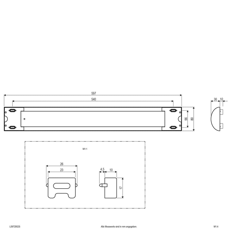 EVN Lichttechnik - Lichtleiste LED Deckenanbauleuchte L5972002S 597mm, 3000K 1805lm