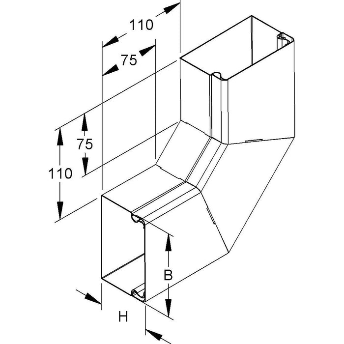 Niedax - Flachwinkel für Leitungführungskanal Flachwinkel, 90 Grad LUWD 60.060 E3  − 1 Stück
