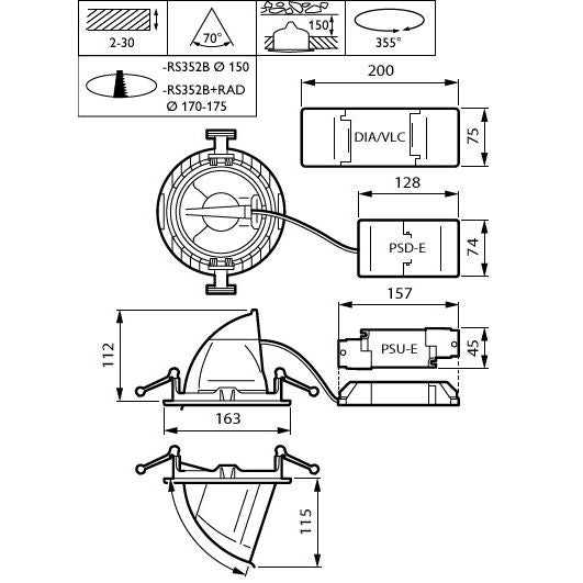 Philips Lighting - Downlight/Strahler/Flutlicht 3D-LED-Leuchte RS352B 39S #58825700 830