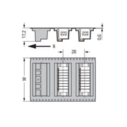 WAGO GmbH & Co. KG - Leiterplattensteckverbinder THR-Stiftleiste 2-reihig 713-14#4055143778886 0,8x0,8,abgew.,sw − 120 Stück