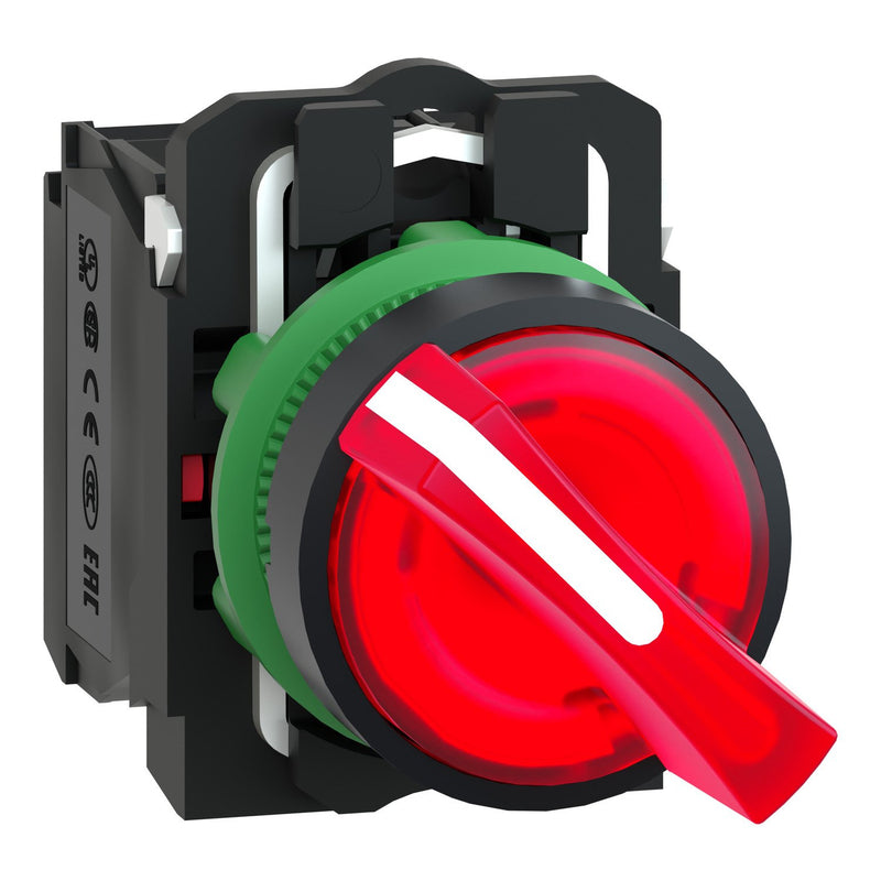 Schneider Electric - Wahlschalter, Komplettgerät Leuchtwahlschalter XB5AK124M5 rot 1S+1Ö 230V  − 1 Stück