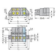 WAGO - Kabelsteckverbinder für Leiterplattensteckverbinder 1-Leiter-Federleiste 231-205/031-000 CAGECLAMP,2,5 mm²,gr − 50 Stück