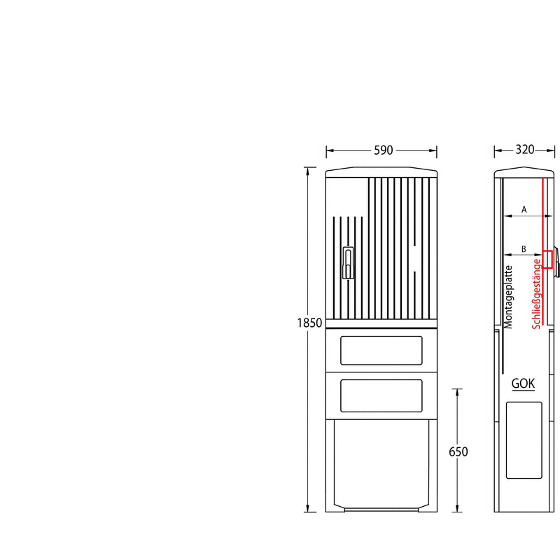 uesa - Gehäuse/Schaltschrank (leer) Säule A070-M-1850 1850x590x320mm