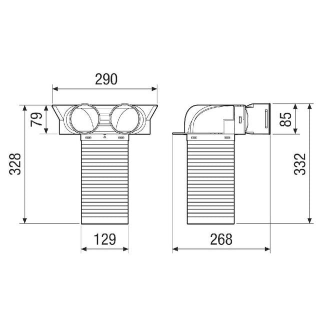 Maico - Zubehör/Ersatzteile für Ventilatoren Umlenkstück MA-U2-75 2x, Nennweite 75